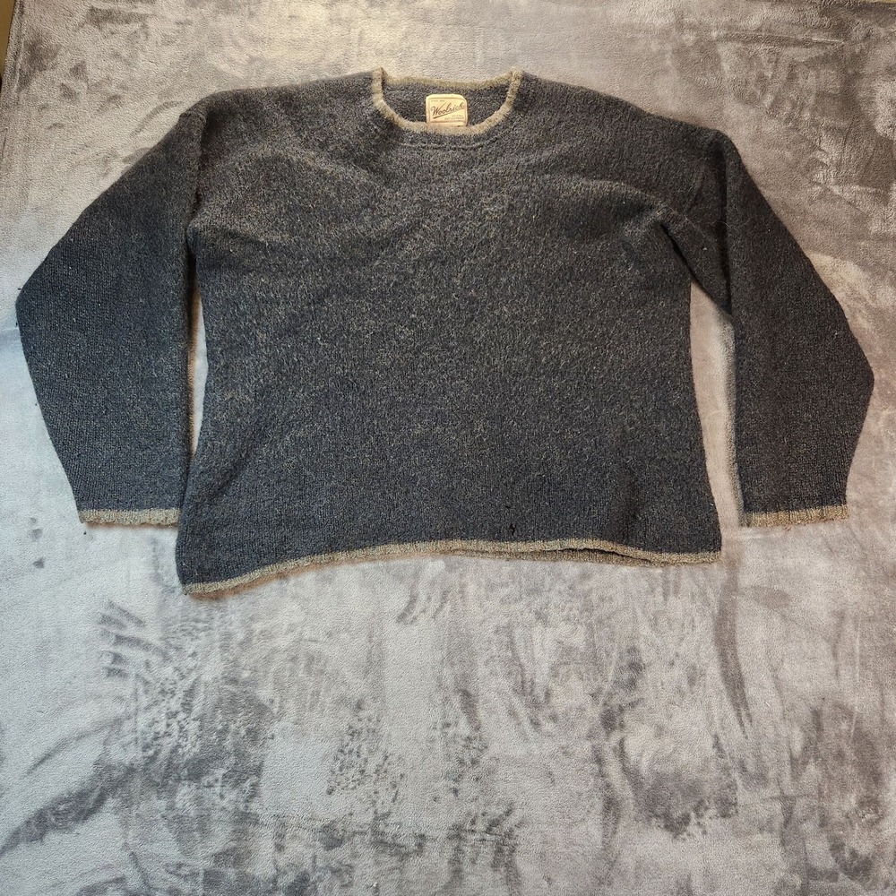 Woolrich Sweater Mens 2XL Gray Wool Knit Crewneck Pullover Outdoor Made USA VTG